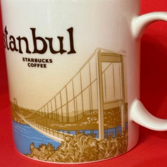 Starbucks Istanbul Turkiye Coffee Mug Global Icon 2012 Tan Light Blue EUC 16 Oz. - Picture 9 of 9